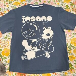 Blue Graphic Tee with Insane Print